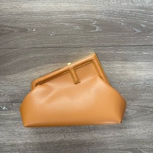Brown evening clutch bag